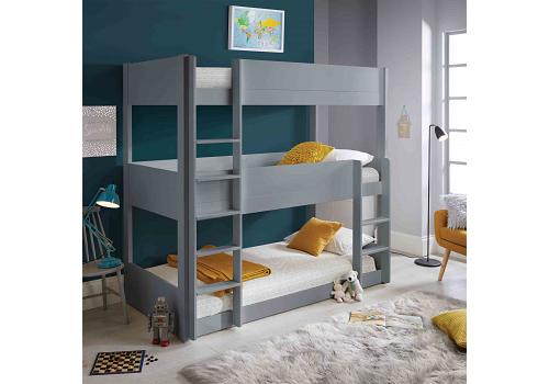 Triple 3 single bunk bed frame. Grey colour 1